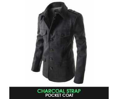 Charcoal Strap Pocket Coat